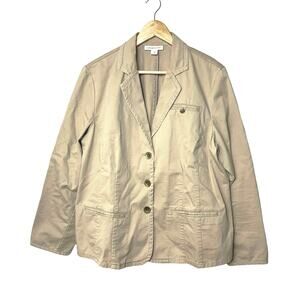 Coldwater Creek Utility Jacket Womens Plus Size 18 Tan Khaki Cotton Cargo Barn